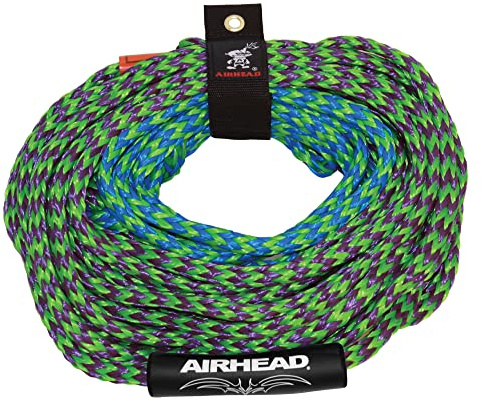 Airhead 2 Section Tow Rope, 1-4 Rider Towable Tube Compatible, Dual Sections, 4,150lb Break Strength, 50 ft and 60 ft Options, Keeper Included