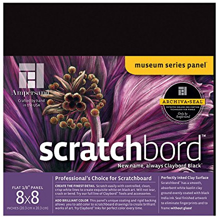 Ampersand Art Supply Scratch Art Panel: Museum Series Scratchbord, 1/8 Zoll Flat Profile, 20.3 cm x 20.3 cm