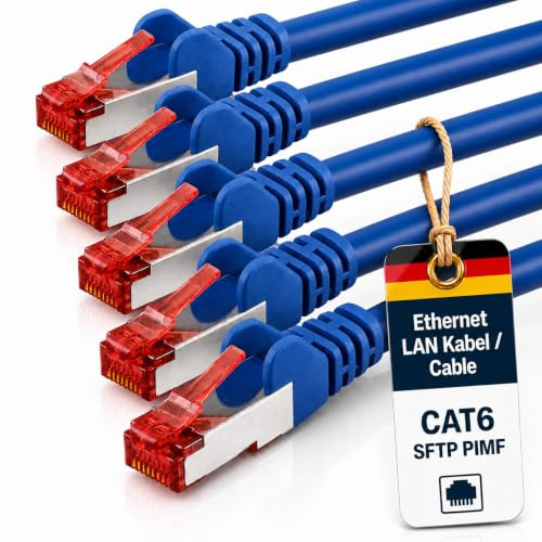1aTTack.de 5x 1m - Cat 6 Netzwerk-Kabel Patch-Kabel Cat6 RJ45 SFTP - Blau