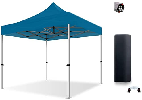 XPTENT Tente Pliante Barnum Pliant Tonnelle Professionnelle 3X3 en Aluminium 55mm Toit 450g/m² PVC Classement feu M2 Meilleur qualité Ultra Robuste Gazebo Festival événementiel Bleu