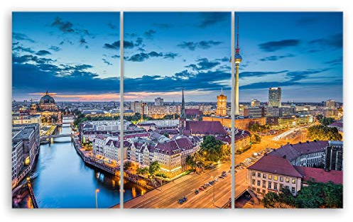 ge Bildet Bild auf Leinwand | Berlin Skyline - Deutschland - Stadtbild Städtebild A in 165x100 cm mehrteilig als Wandbild XXL | Wand-deko Dekoration Wohnung modern Bilder | 2211