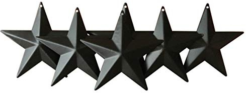 CVHOMEDECO. Country Rustic Antique Vintage Gifts Metal Barn Star Wand-/Türdekor, 10,2 cm, 6er Set.(Mattschwarz)