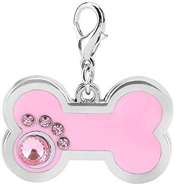 Medagliette per animali domestici, targhetta per cani personalizzate in lega, per gatti, in bianco, Ciondolo in osso per cani, Pendente per animali rosa