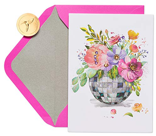 Papyrus Blank Card (Floral Disco Ball)