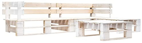 vidaXL Holz Garten Palettensofa 4-TLG. Palettenmöbel Ecksofa Sofa Lounge Sofagarnitur Sitzgarnitur Gartenmöbel Gartenset Gartenhocker In/Outdoor Weiß