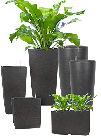 Pflanzwerk® ÖKOSYSTEM Pflanzkübel Pipe - Blumentöpfe Übertöpfe mit BEWÄSSERUNGSSYSTEM - 78cm/Ø40cm Granit ANTHRAZIT *Indoor & Outdoor Blumenkübel* *UV-Schutz* *Premium Markenqualität*