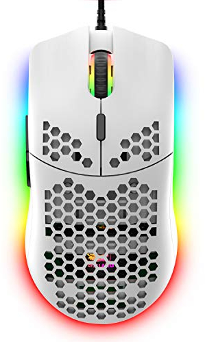 ZIYOULANG Wired Gaming Mouse, 69G Honeycomb Lightweight Mouse with 6400 DPI 6 Buttons Programmable USB Gaming Mouse for PC Gamers Xbox PS4 Users