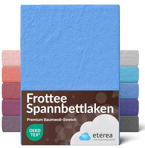 etérea Frottee Spannbettlaken 90x200–100x200 cm Hellblau – warmes Frottier-Spannbetttuch 80% Baumwolle 20% Polyester, kuscheliger Winter-Komfort mit Rundumgummi für Einzelbett & Boxspring