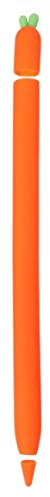 ibasenice Stiftabdeckung Karotte Silikon Anti-Rutsch Bleistift Abdeckung mit 5 Kappe für Apfel Bleistift 1/2 (Orange)