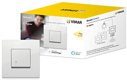 Vimar 0K19592.01 Arké Vernetzter elektronischer Wechselschalter Kompatibel mit Alexa, Kit Plug & Play für Gerät in Zigbee Hub, Neutralleiter erforderlich, weiß