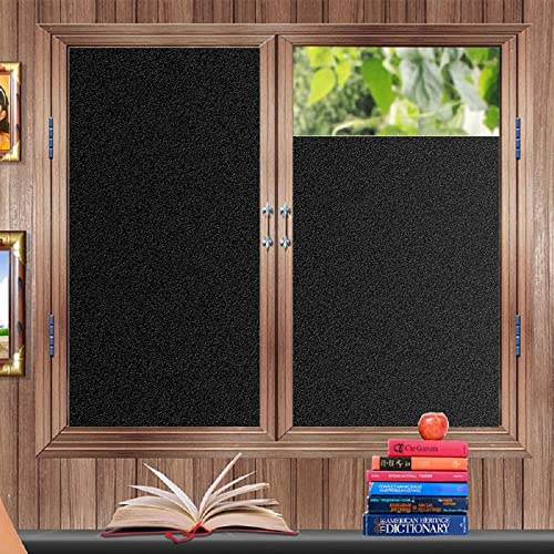 Zindoo Vinilos para Ventanas Negro Película para Ventana 100% Opaco Sombreado Decorativa Vinilo Cristal Ventana Anti-UV Adecuada para Baño, Vestuario 59.5 x 200 cm