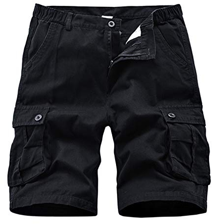 APTRO Mens Cargo Shorts Combat Shorts for Men UK Cotton Camo Shorts with Multi Pockets Workwear Black CS05 30