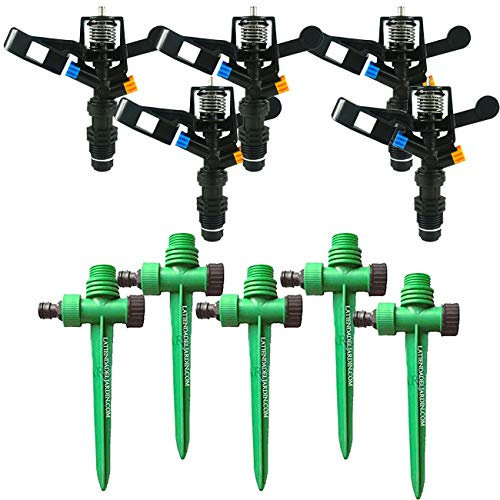 Suinga - Pack 5 ASPERSORES agricola Circular 360º. Alcance 7-13 MTS. Rosca 1/2. Incluye 5 PINCHO Porta ASPERSOR