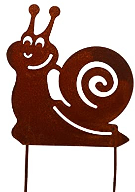 Bornhöft Piquet de jardin en forme d'escargot - En métal rouillé - Décoration de jardin - 30 cm