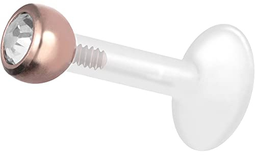 PIERCINGLINE PTFE Labret mit Innengewinde | TITAN AUFSATZ KRISTALL | Piercing Lippe Nase Ohr Helix | Farb & Größenauswahl