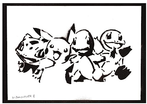 moreno-mata Echtes Handgemachtes Graffiti Pokemon Gamer Aesthetic Poster & Kunstdrucke Bilder Plakat Handmade Deko Wandbilder Wohnzimmer Wanddeko Geschenke für Männer und Frauen