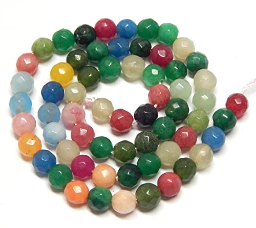 Perlin Achat Perlen 6 mm Edelsteinperlen Naturstein rund facettiert 60 Stück Strang Schmuckperlen bunt für Armband Halskette Schmuck basteln DIY
