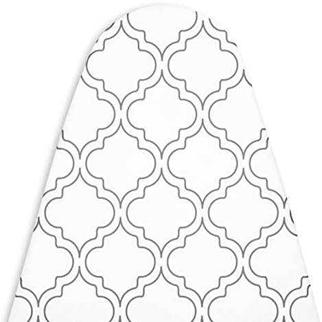 Encasa XO Ersatzbügeltischbezug mit 3 mm Filzpolsterung, Kordelverstärkung (passend für Standard Medium Bügeltische von 112x34 cm) Wärmereflektierend, Bedruckt - Weiße Fliesen