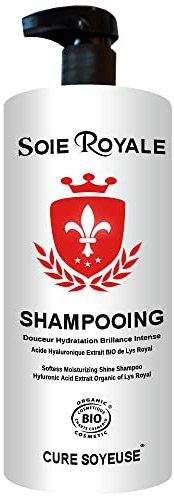 Shampoing Soie Royale BIO Cure Soyeuse 1000 ml Hydratation Lissage Brillance Intense Protéines de soie Fleur de Lys Royal Régénérant Cheveux Visage Corps Vitamines EF Sans alcool certifié BIO