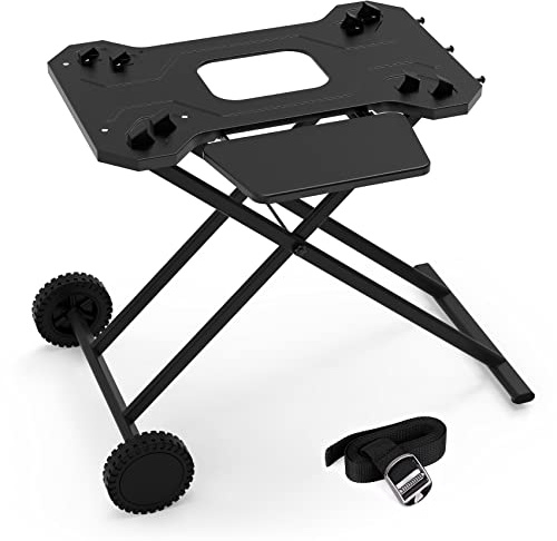 Stanbroil Portable Grill Cart for Weber Q Series Gas Grills, Upgrade Heavy-Duty Grill Stand for Weber Q1000, Q1200, Q1400, Q2000, Q2200, Q2400 with Fold Shelf & Hooks, Comes in One Piece