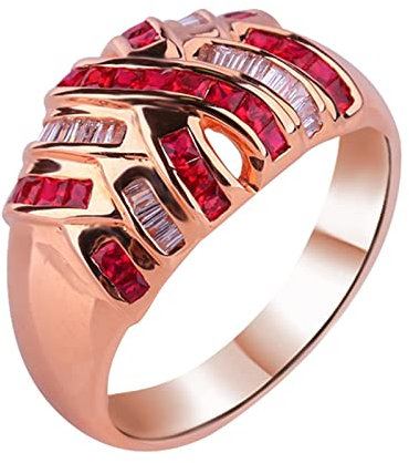 Epinki Echt Gold Pärchen Ringe Rose Gold 18 Karat 750 Frauen, Rubin Freundschaftsringe Rot 0.68ct Ewigkeit Au750 Rotgold mit Diamant, Gr.57 (18.1)