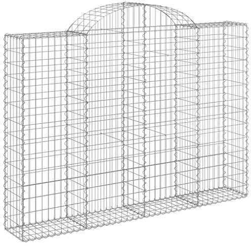 vidaXL 3x Arched Gabion Baskets Cage Mesh Wire Stone Basket Outdoor Spiral Retaining Wall Planter Garden 200x30x140/160 cm Galvanised Iron
