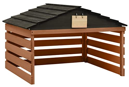 vidaXL Firwood Robotic Lawn Mower Garage - Black/Brown Outdoor Mower Shelter with Charged Station Protection, Easy Access Design, Durable Firwood, Large Opening, 78x74x54 cm