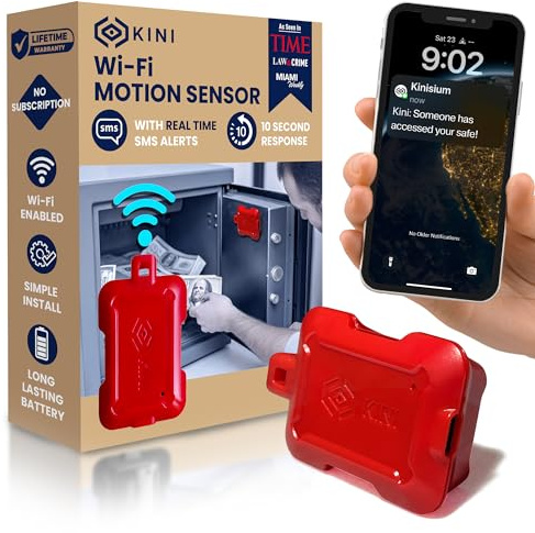 Kinisium Sistema di sicurezza domestica: sensore di movimento wireless con avvisi in tempo reale, WiFi abilitato per appartamenti, case e affittuari; rilevamento intelligente del movimento con avvisi