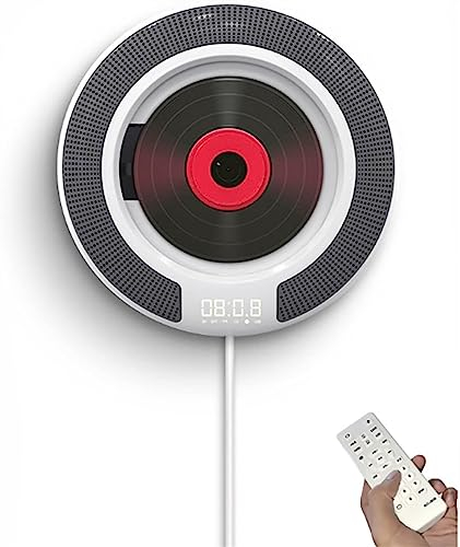 Wall Mountable CD Player, Bluetooth Wireless Remote Control Portable CD Player, Built-In Hifi Speakers Prenatal English Learning Walkman, FM Radio USB MP3