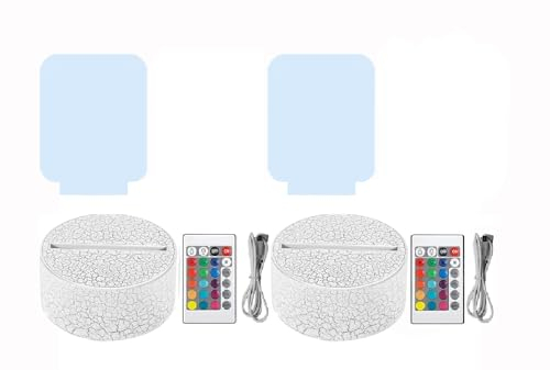 B BachVibes Base Lámpara LED 3D, Night LED Light Base Ajustable 16 Colores con Mando a Distancia y Cable USB, para Dormitorios, Cafeterias, Restaurantes incluye placa Metacrilato (Crak, 2)