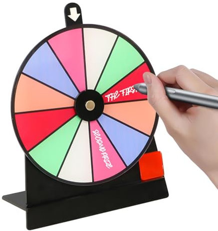 Tabletop Spin-ning Preisrad - 12 Slots Tabletop Roulette Spinner | Rutschfestes Roulette Glücksspiel mit Ständer und löschbarer Acrylplatte | Tombola-Rad für Messe, , Pub, Karneval
