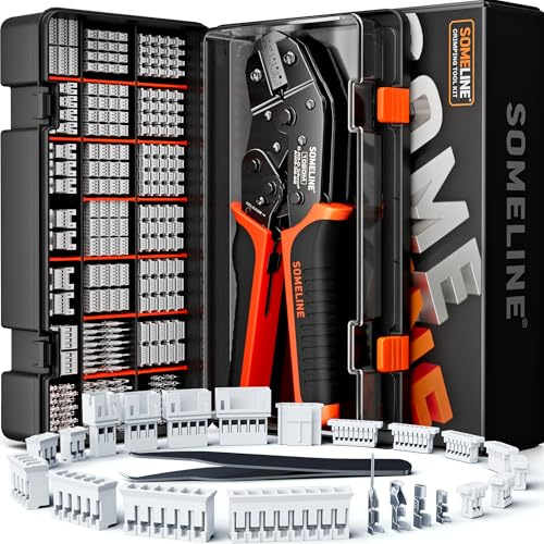 SOMELINE Crimpzange JST Stecker Set, 21 Arten SH 1,0mm/PH 2,0mm Steckverbinder, 0,03-0,34mm²/AWG 32-22 Ratschen Crimpzange für JST, Molex, TE 1,0mm-2,0mm Rastermaß Stecker