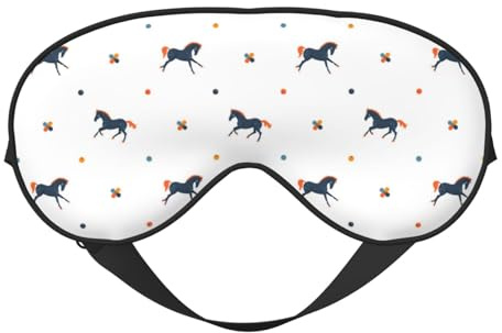 Augen-Schlafmaske für Damen und Herren, niedliche Cartoon-Pferd-Blumenblätter, weiche Reise-Augenmasken für Schlafmaske, Verdunkelung, verstellbare Schnalle, Schlafmaske für Damen und Herren, lustige