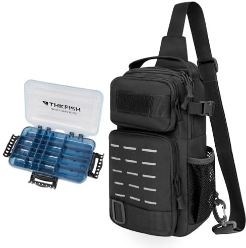 THKFISH Angeltasche mit Boxen, wasserdichte Angelrucksack für Angeln, Schultertasche mit 1 Box, Angelausrüstung
