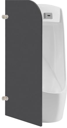 Susoso Cloison d'urinoir 40 x 90 cm Montage mural Paroi pubienne en acier inoxydable WC Hommes Angle rond Noir