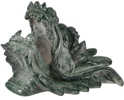 GARVALON Drachenkopf Brunnenarmatur Außendekor Garten Brunnen Wasserspiel Wandbrunnen Harz Wasserfall Dekoration Terrasse