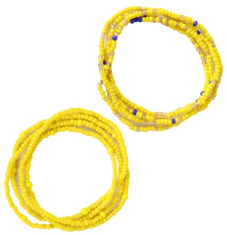 WRITWAA Chaîne de Ventre en Perles de Verre Jaune Légère pour Femme, Décoration de Taille Solide, pour Plage, Fête et Voyage