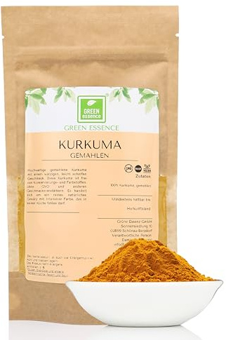 Kurkuma gemahlen von der Grünen Essenz - Kurkuma Gewürz – Curcuma Pulver - Golden Curcuma - Gemahlene Gelbwurzel (250 Gramm)
