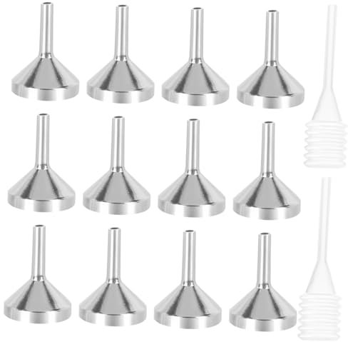 DECHOUS Mini Funnels and Droppers Set 12pcs, Metal Small Perfume Filling Funnels 2 Spring 3ml Pipette Droppers, Aluminum Alloy, Craft Supplies and Home Accessories for Liquid Transfer