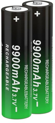 2 Pcs Bateria Recargable 3.7V, 9900mAh Alta Capacidad NIMH Botón Superior 3.7Volt Bateria, Button Top 1200 Ciclos de Recargable Bateria, Precargadas para Linternas, Mandos, Videoportero, etc