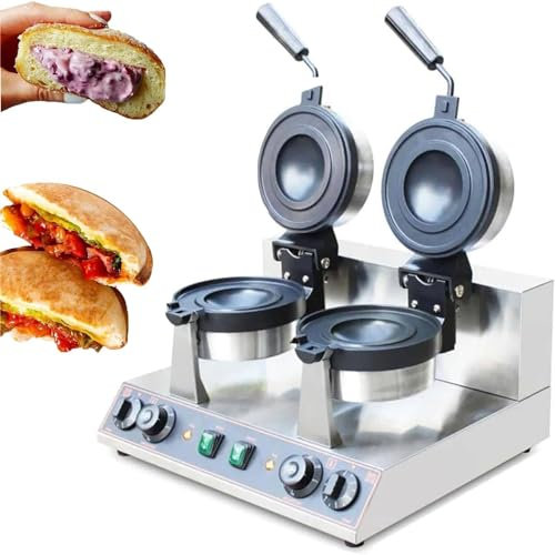 Macchina per hamburger elettrica con rivestimento antiaderente, piastra in materiale antiaderente con rotazione di 180°, macchina per waffle, macchina per panini, doppia