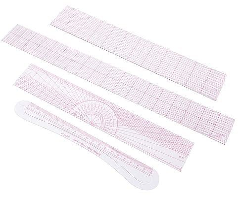 Homoyoyo 4stücke Teiliges Transparentes Quilt Nählineal-Set Mit Gebogenem Kurvenlineal Präziser Skala Stabiles Leichtes Schneidwerkzeug Für Professionelle Näher Und DIY-kostümdesigner