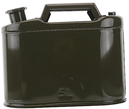 Amosfun Barril Portátil De Hierro De 5 Litros Verde, Depósito Antidesbordamiento Sello De Goma, Uso Para Almacenamiento y Transferencia De Combustible Vehículos, Adecuado Para Viajes y Emergencias