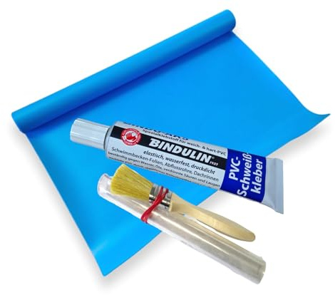 Jehapro Poolflicken mit Kleber und Zubehör Poolfolie Reparaturset mit Folienkleber AK5 (35x70 cm + 42g Kleber)