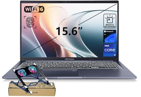 ASUS Vivobook Ordinateur portable professionnel, écran FHD 17,3, Intel Core i3-1215U, 36 Go de RAM, 2 To SSD, pavé tactile, HDMI, webcam, Wi-Fi, Windows 11 Pro, bleu, ensemble avec radiateur pliable