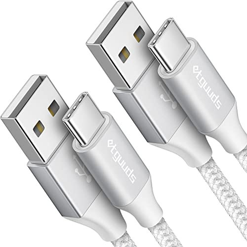 etguuds USB C Charger Cable 2Pack 1M, Type C Cable Fast 3.1A Charging Braided USBC Lead for iPhone 17 16 15 Pro Max Samsung S21 S20 S10 S9 S8, Pixel 6 7, Xperia, etc