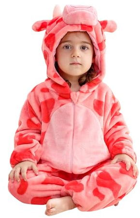 NEAWEALY Baby ko kostymer flickor djur pyjamas pojkar bekväm pyjamas barn djur jumpsuit klänning kostym 24–30 månader