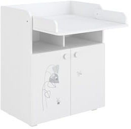 Shefa Kids Commode 700 Basic Amis - Table à langer multifonction avec surface à langer pliable, 2 portes et compartiment ouvert, 70 x 47 x 86 cm, pour chambre de bébé, table à langer ergonomique
