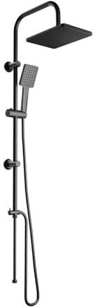 Colonna Doccia in Acciaio Inox Nero Opaco con Deviatore a Due Vie e Soffione 19x26 cm mod. Reno