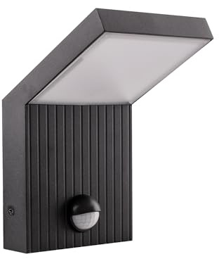 Maxkomfort LED Außenwandleuchte Schwarz mit Bewegungsmelder – Premium Wandlampe IP65, 8W, 1280lm, 3000K warmweiß, Aluminium, Sensor mit Zeit- & Lux-Einstellung